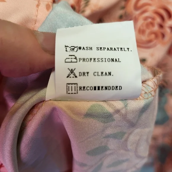 MISSLOOK Peach Floral Puff Sleeve V-Neck Tiered Ruffle Midi Dress - Size XL - Picture 7 of 7